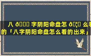 八 🐈 字阴阳命盘怎 🦆 么看的「八字阴阳命盘怎么看的出来」